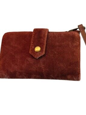 Suede Wallet in Rich Rust Brown